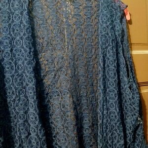 Elegant Sleeveless Navy Blue Lace cardigan